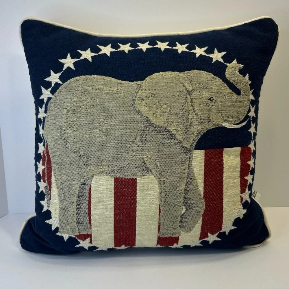 Republican Elephant 14  x14  x 4  Pillow by Riverdale Red White And Blue Stars